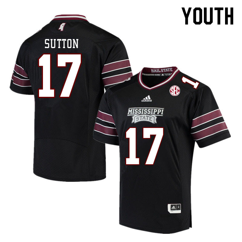 Youth #17 Vic Sutton Mississippi State Bulldogs College Football Jerseys Stitched Sale-Black
